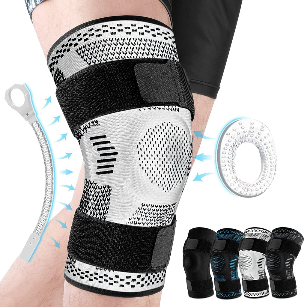 Knitted Compression Knee Sleeve with Silicone Strap – Sports Support