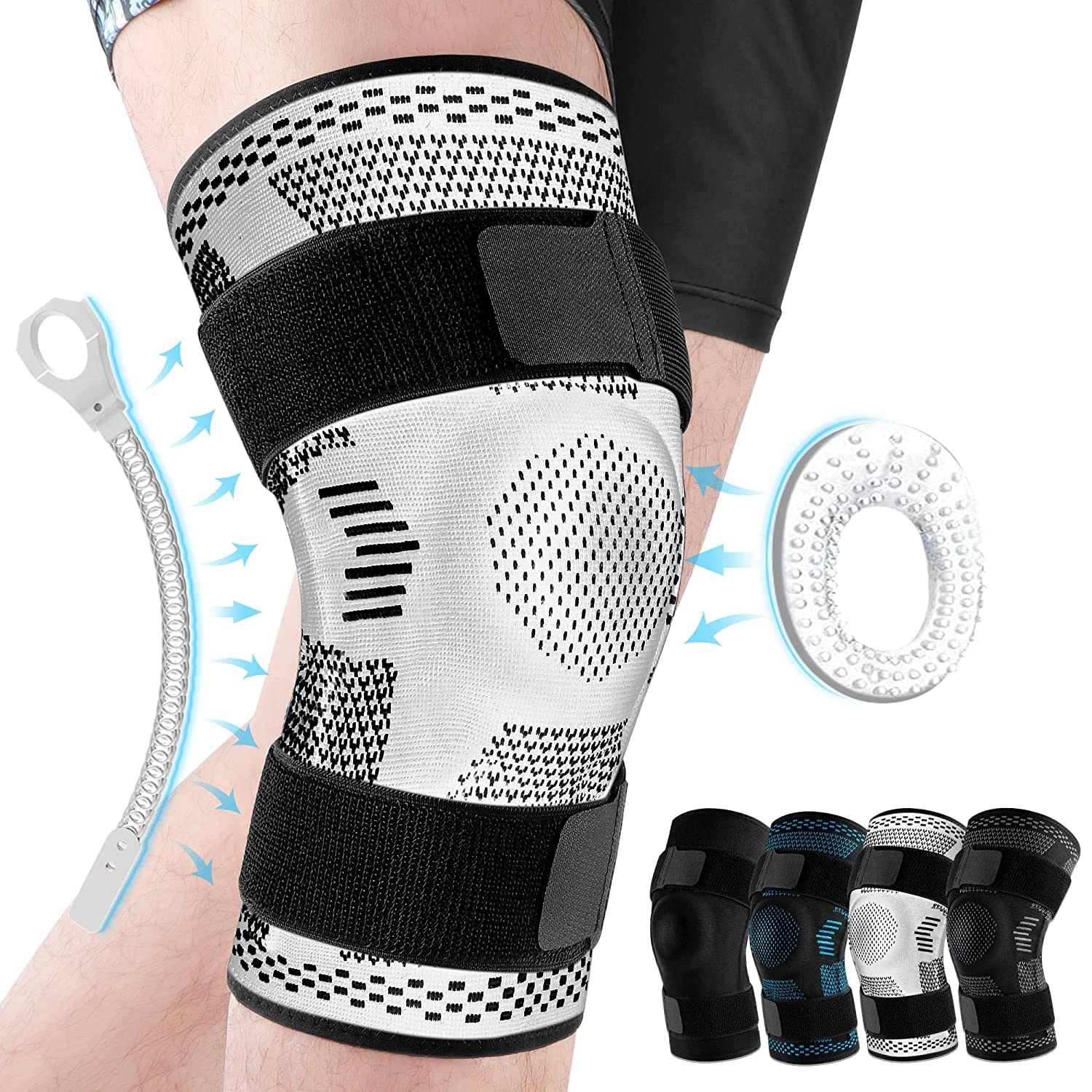Knitted Compression Knee Sleeve with Silicone Strap – Sports Support