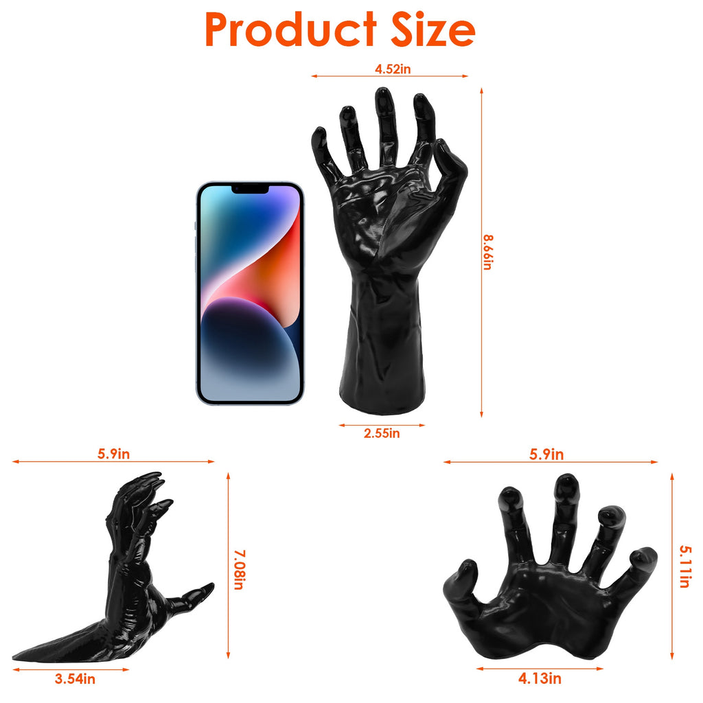 3Pcs Creepy Reaching Hands With Lighted Candles Wall Mounted Halloween Decoration Witch Devil Hand Aesthetic Goth Gothic Life Sized Horror Hands Hanging Sculpture