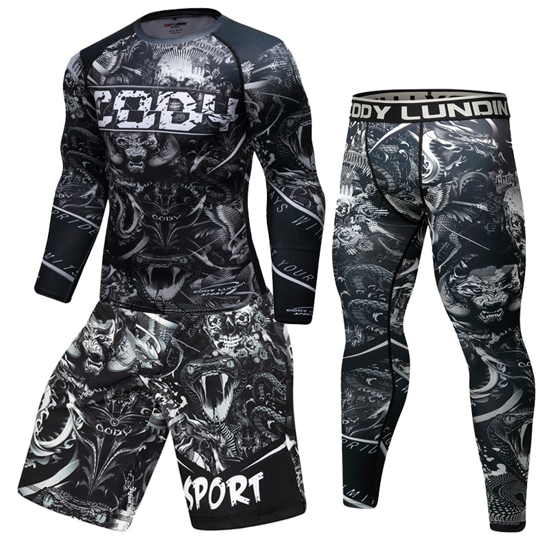 Men's Wear-Resistant Jiu-Jitsu Compression Rash Guard Suit
