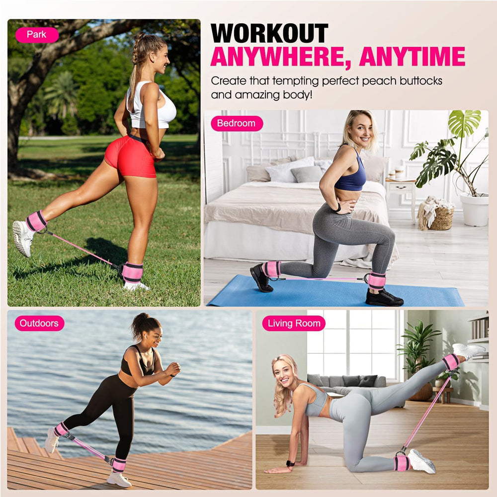 Ankle Resistance Bands With Cuffs For Women & Men,Adjustable Leg Workout Bands For Kickbacks, Booty Lift For Home Gym