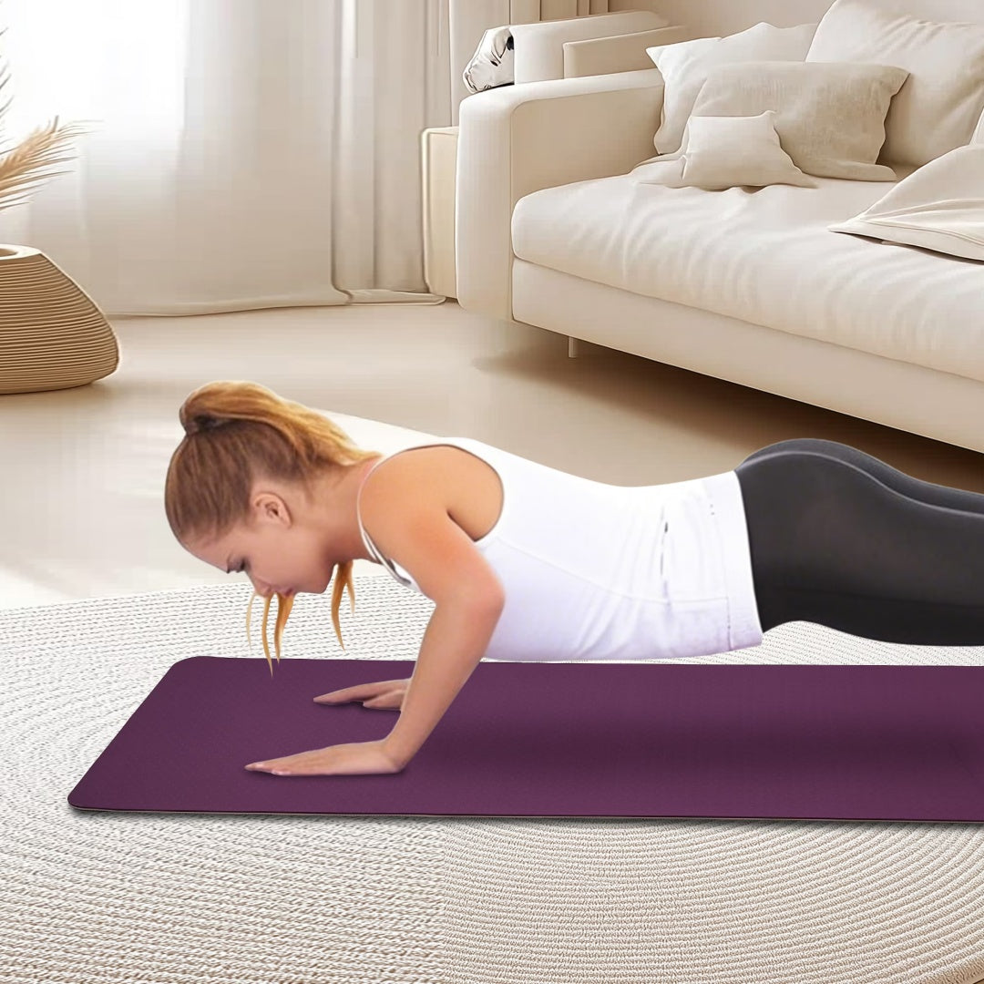 Yoga Mat, Exercise Yoga Mat With Non-Slip Design, Professional TPE Exericise Mat, 72X 24 Multi-Purpose Workout Mat For Women, Pilates Fitness And Floor Exercises