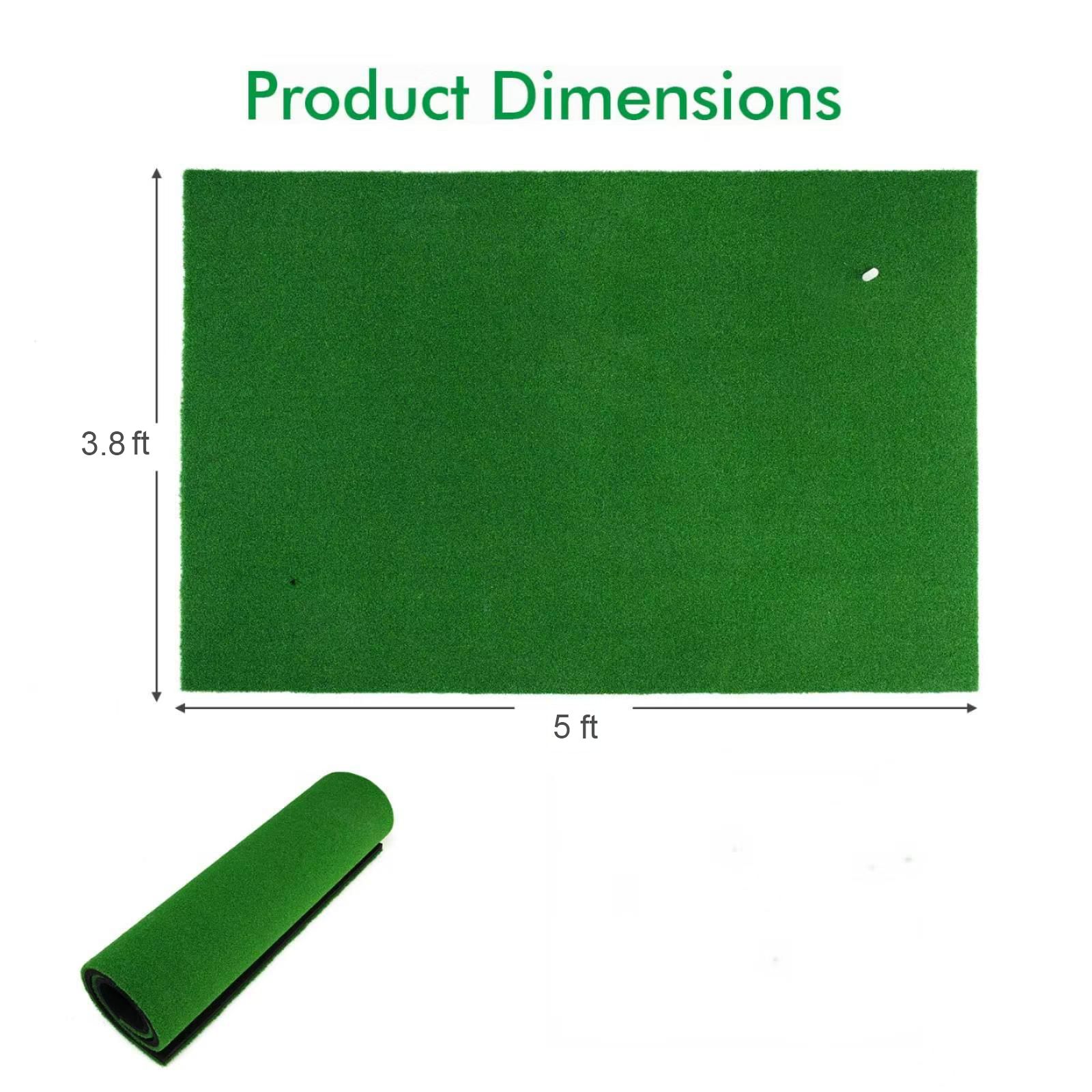 Golf Hitting Mats - 3.8x5 Artificial Turf Training Mat For Indoor-Outdoor Swing Practice