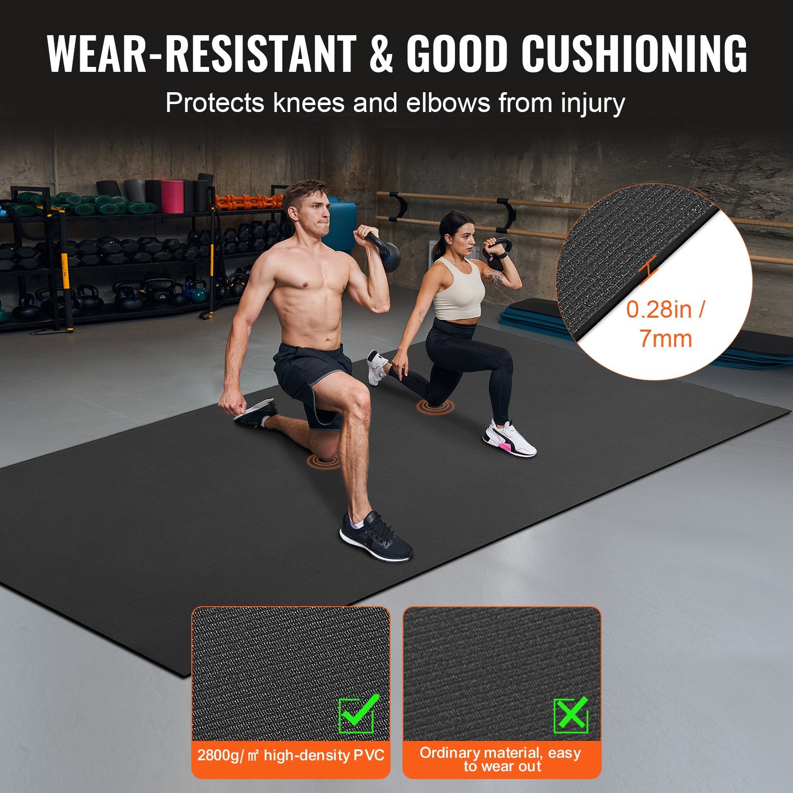 Exercise Mat Non Slip Yoga Mat Gym Fitness Pilate Workout Mat (3.7x1.8 M)