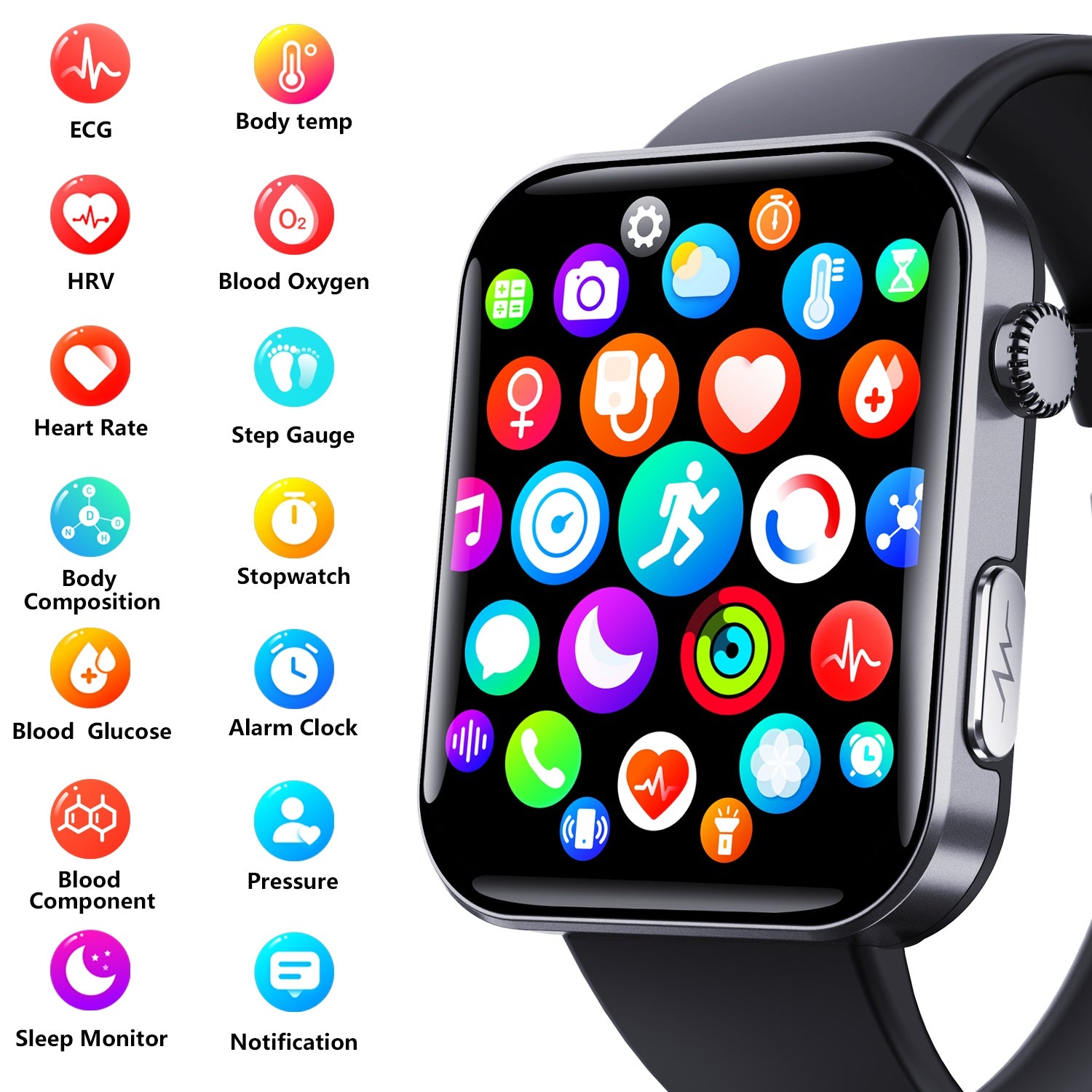 Smart Watch For Men Women Healthy Mornitoring Ips Screen Fitness Tracker With Bluetooth Call  IP67 Waterproof Heart Rate Sleep SpO2 Monitor Pedometer Multiple Sports 7 Days Battery Life