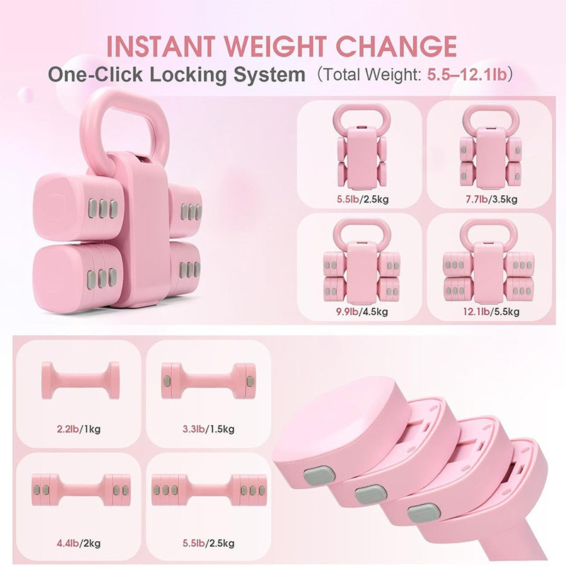 Multifunctional Dumbbells 2in 1 Home Dumbbell Kettlebells Adjustable Weight