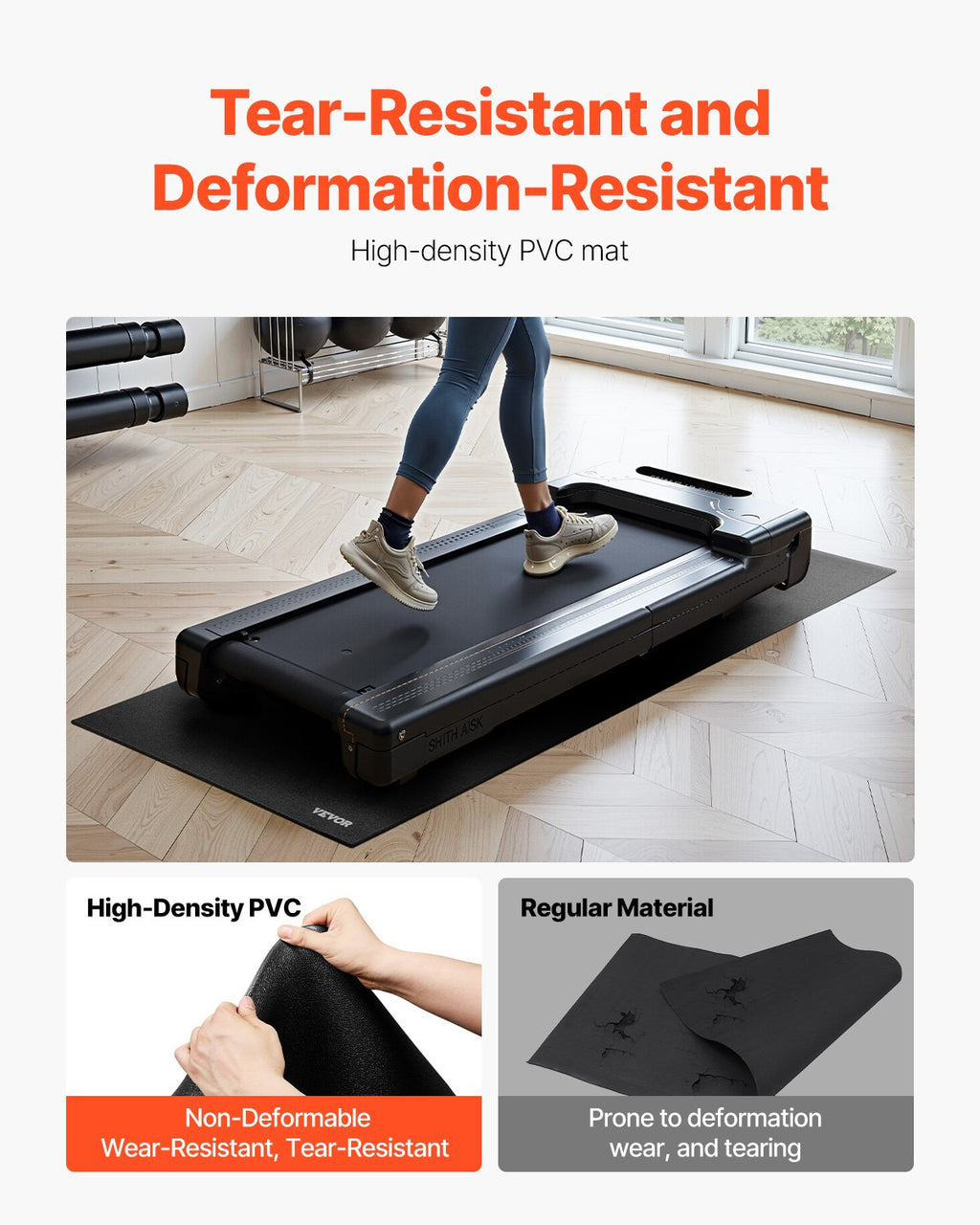 Treadmill Mat For Carpet Floor, 1/4" Thick, 36" X 72" Exercise Equipment Mat For Treadmills, Elliptical, Rowing Machine, High Density PVC Floor Protector, Waterproof And Non-slip For Home Gym