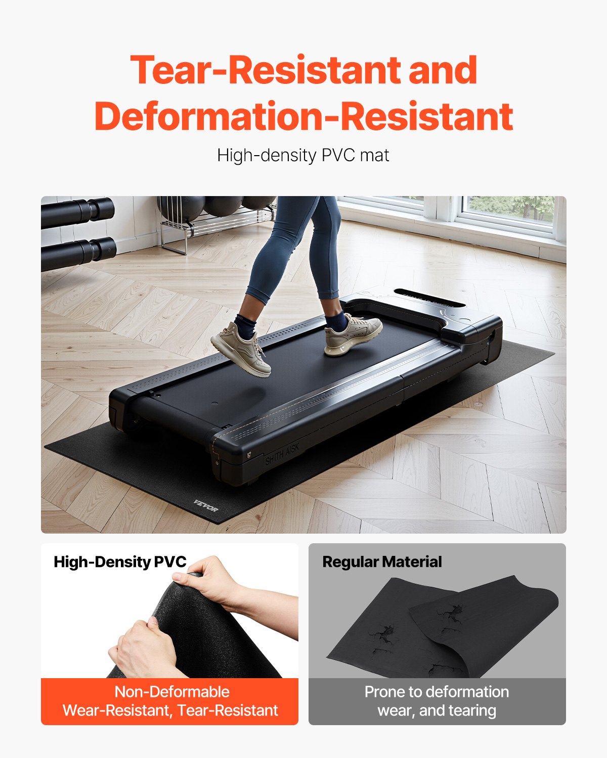 Treadmill Mat For Carpet Floor, 1/4" Thick, 36" X 72" Exercise Equipment Mat For Treadmills, Elliptical, Rowing Machine, High Density PVC Floor Protector, Waterproof And Non-slip For Home Gym