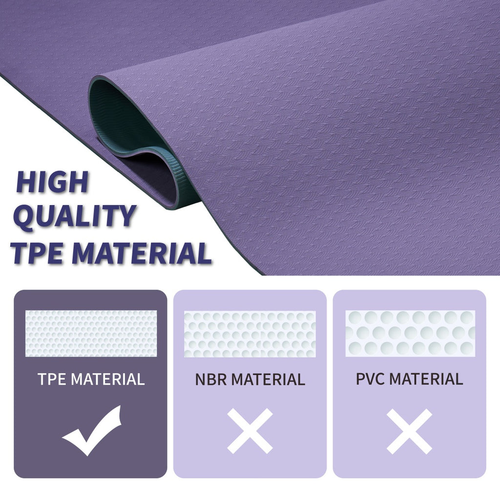 Yoga Mat, Exercise Yoga Mat With Non-Slip Design, Professional TPE Exericise Mat, 72 X 24  Multi-Purpose Workout Mat For Women, Pilates Fitness And Floor Exercises