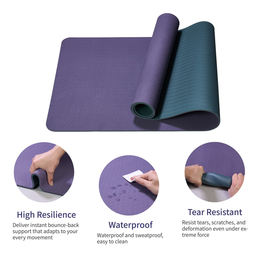Yoga Mat, Exercise Yoga Mat With Non-Slip Design, Professional TPE Exericise Mat, 72 X 24  Multi-Purpose Workout Mat For Women, Pilates Fitness And Floor Exercises