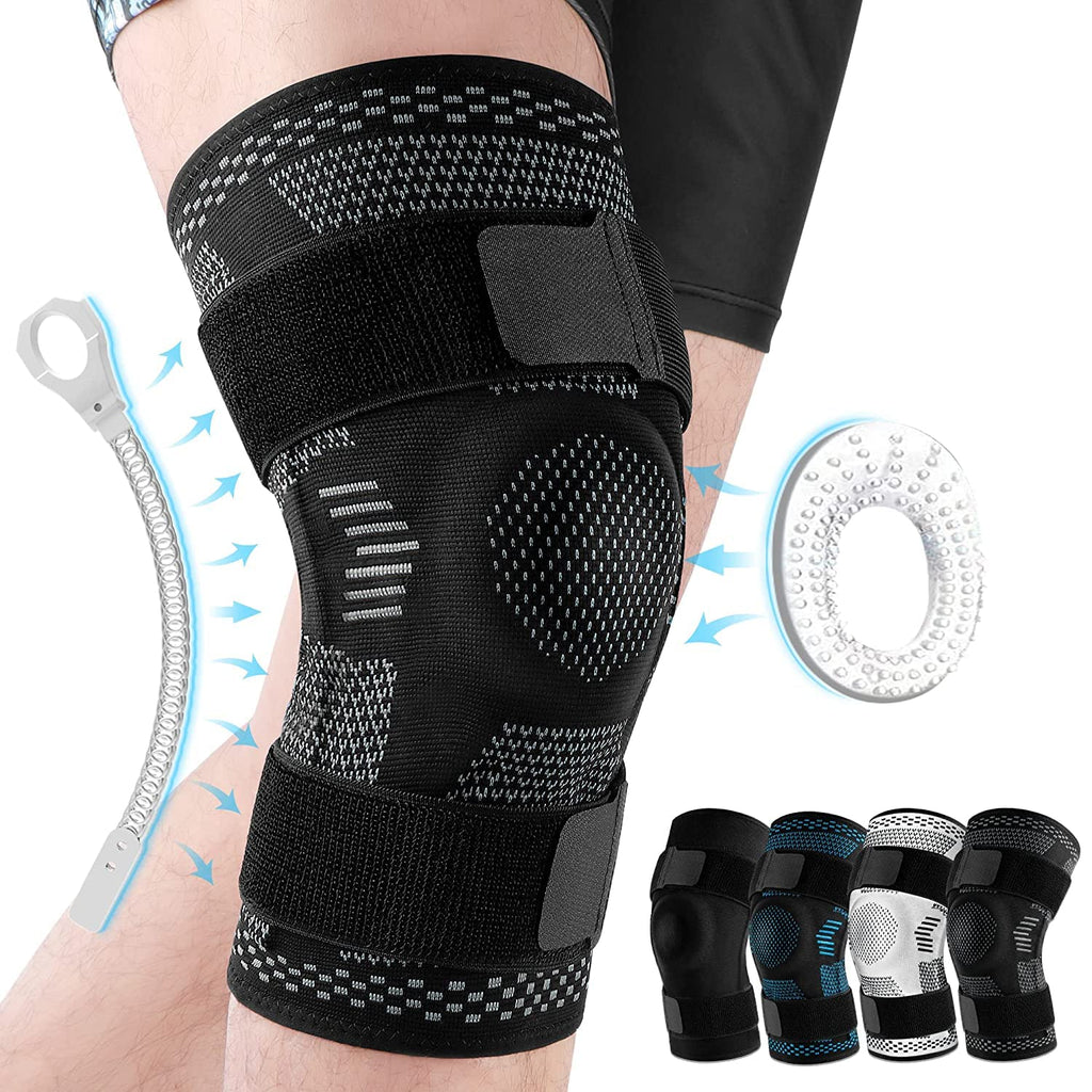 Knitted Compression Knee Sleeve with Silicone Strap – Sports Support