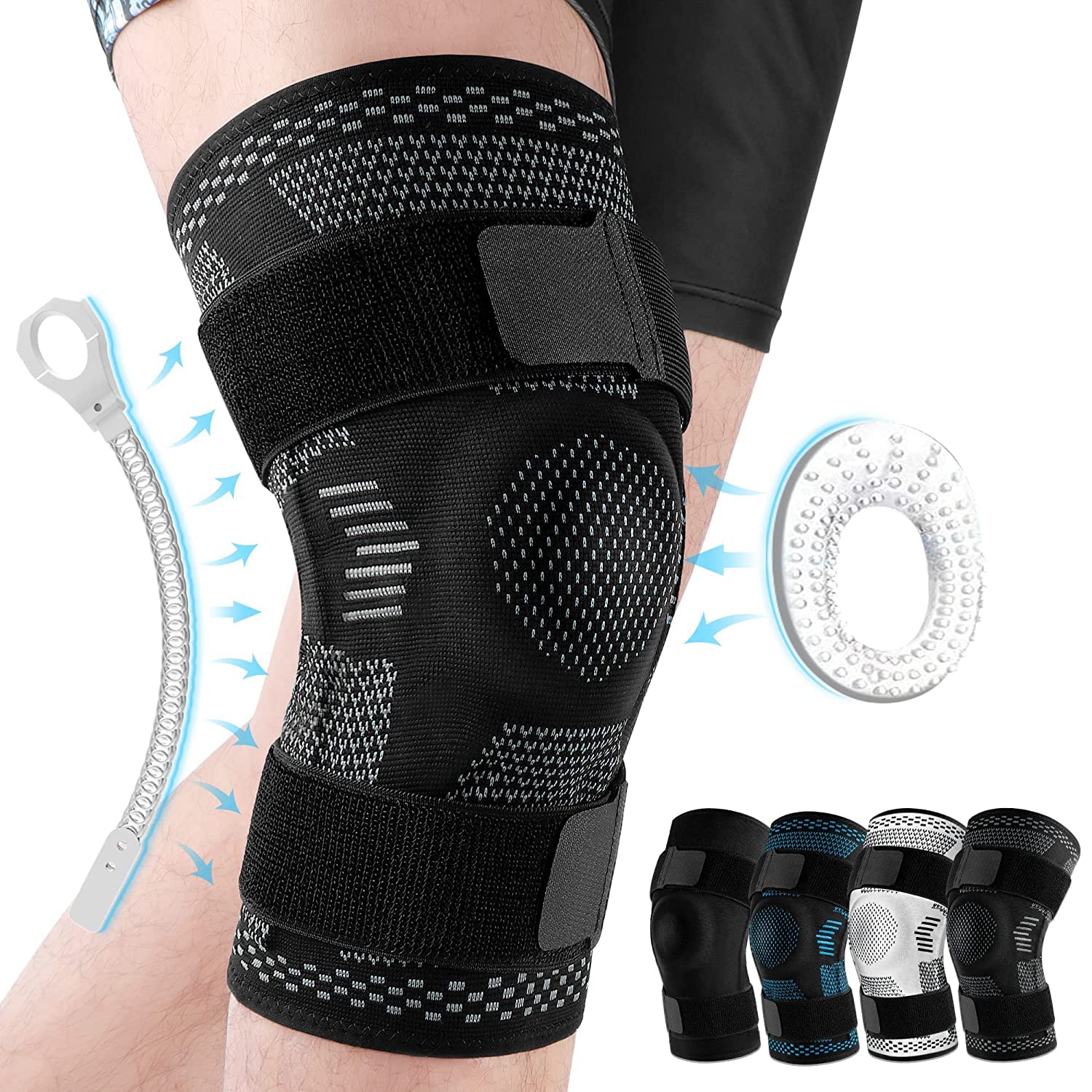 Knitted Compression Knee Sleeve with Silicone Strap – Sports Support