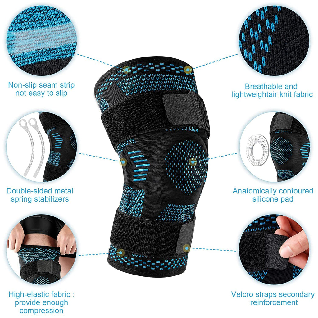 Knitted Compression Knee Sleeve with Silicone Strap – Sports Support