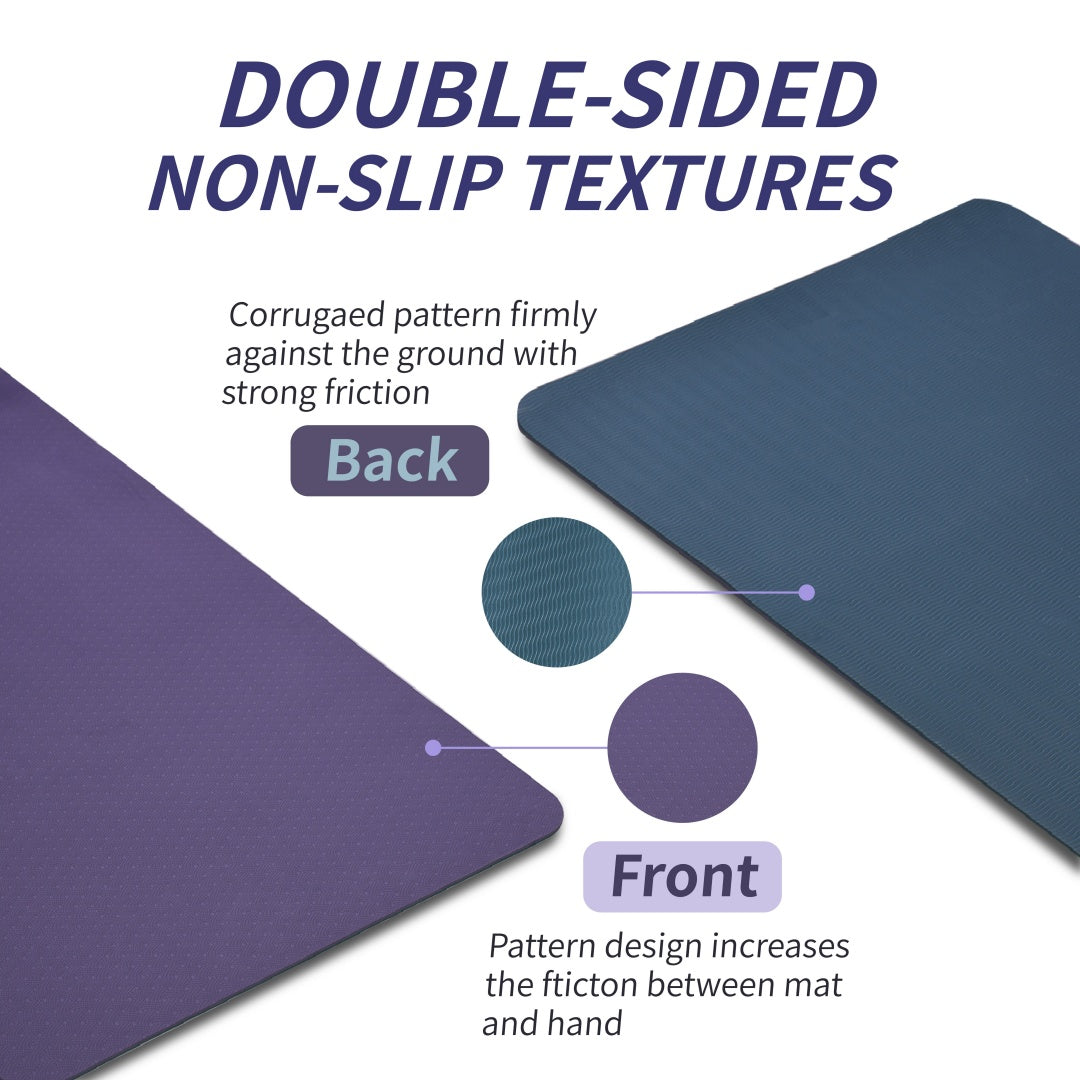 Yoga Mat, Exercise Yoga Mat With Non-Slip Design, Professional TPE Exericise Mat, 72 X 24  Multi-Purpose Workout Mat For Women, Pilates Fitness And Floor Exercises